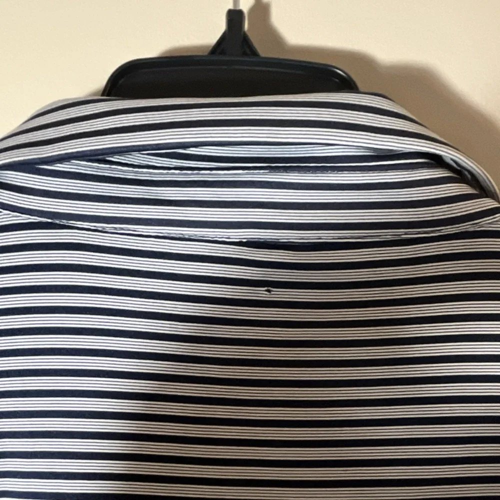 PGA TOUR Men's XL Navy White Striped Lightweight Collared‎ Golf Polo Shirt